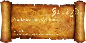 Zsatkovics Ákos névjegykártya
